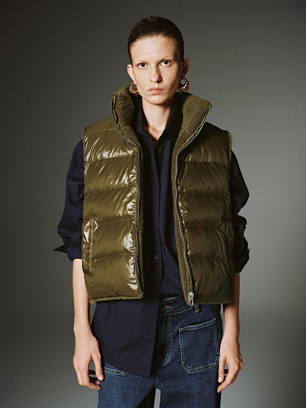 Stand Collar Sherpa Fleece Vest