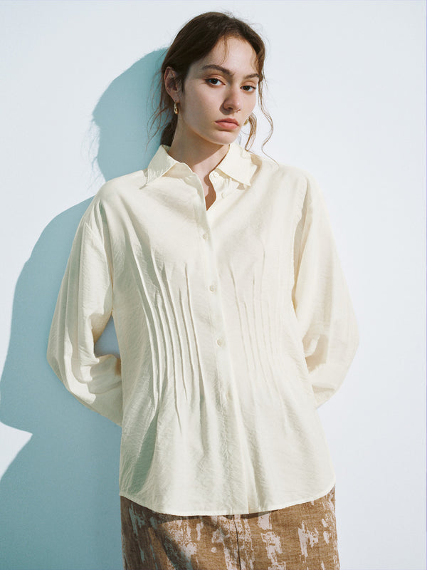 Textured Button Up Loose Shirt