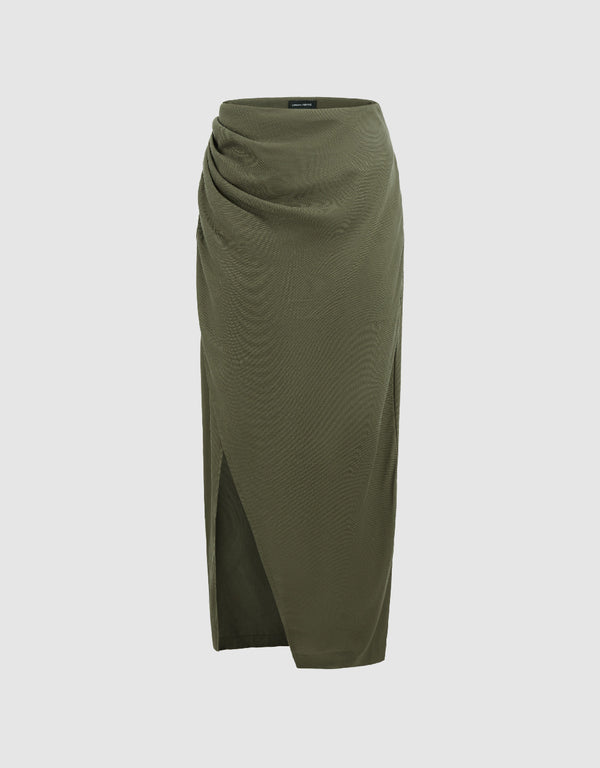 Split Hem Midi Straight Skirt