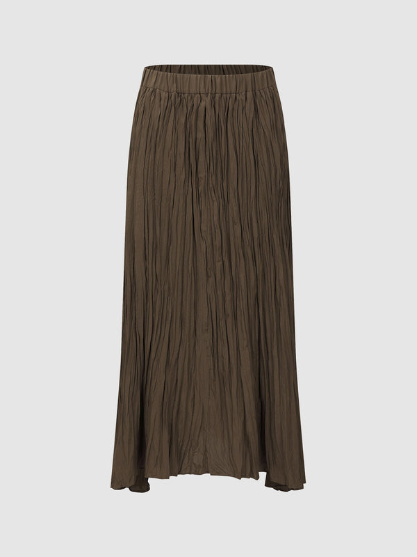 Elastic Waist Shirred A-Line Skirt