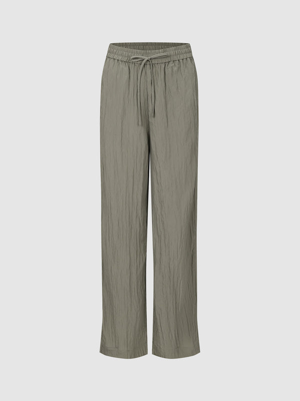 Drawstring Waist Loose Wide-Leg Pants