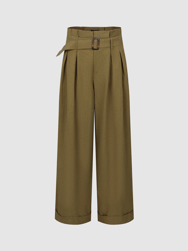 Loose Wide-Leg Pants With Belt