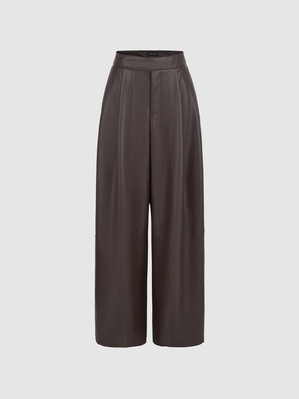 Vegan Leather Wide-Leg Pants