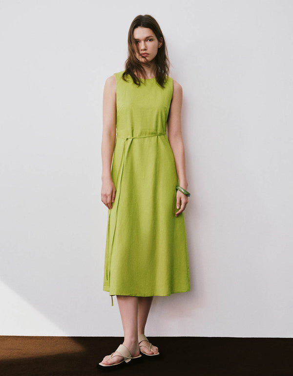 Sleeveless Crew Neck A-Line Dress