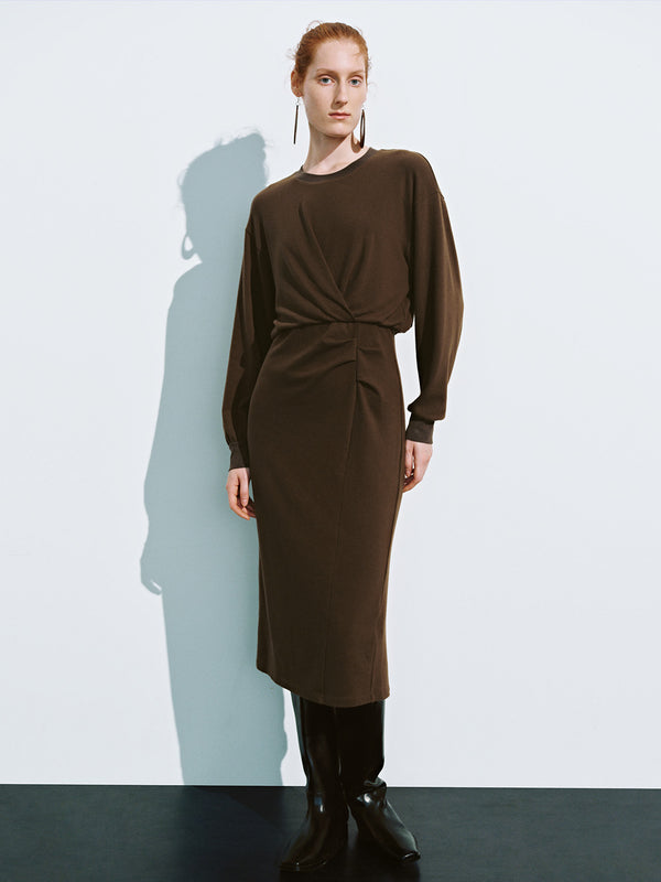 Twist Crew Neck Straight Dresses