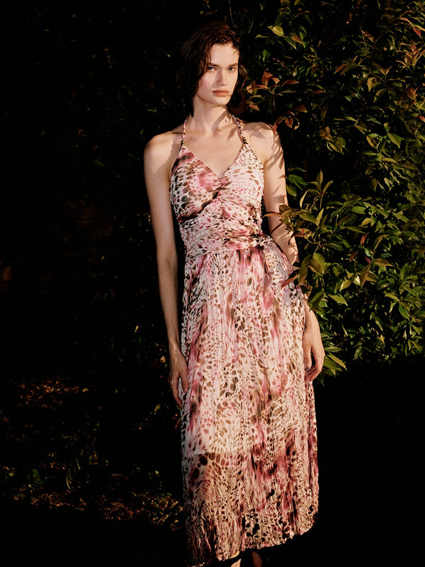 Floral Halter Neck Straight Dresses