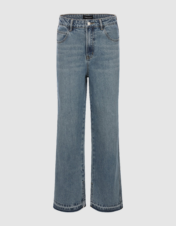 Raw Hem Straight Jeans