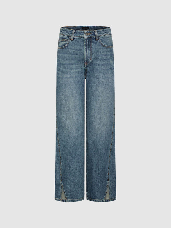 Wide-Leg Split Hem Jeans