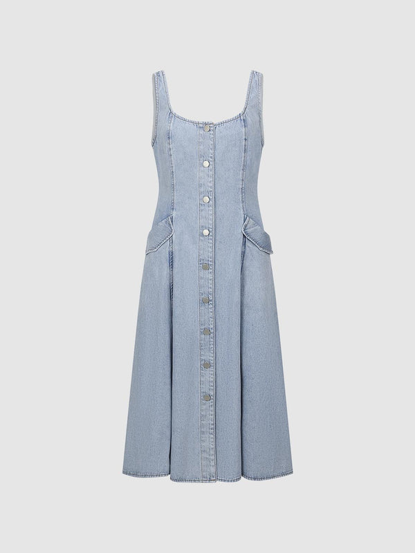 Denim Sleeveless Maxi Dresses