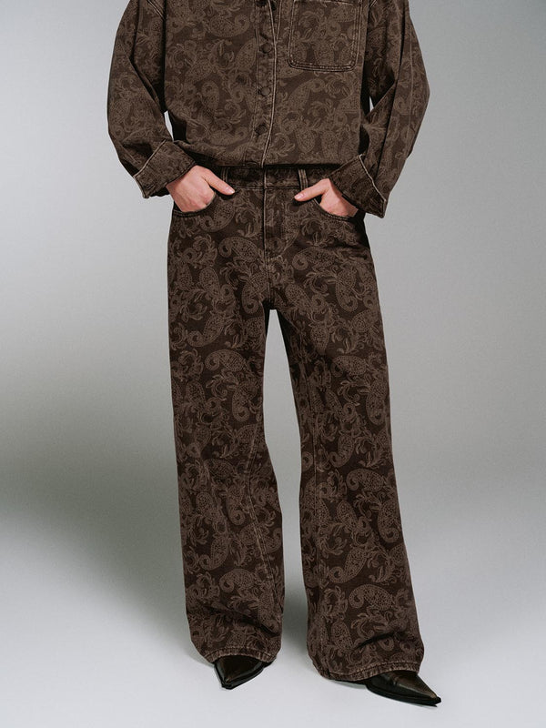 Printed Wide Leg Jeans