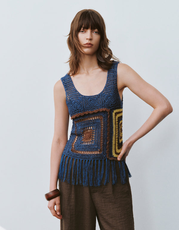 Crochet U Neck Knitted Tank Top