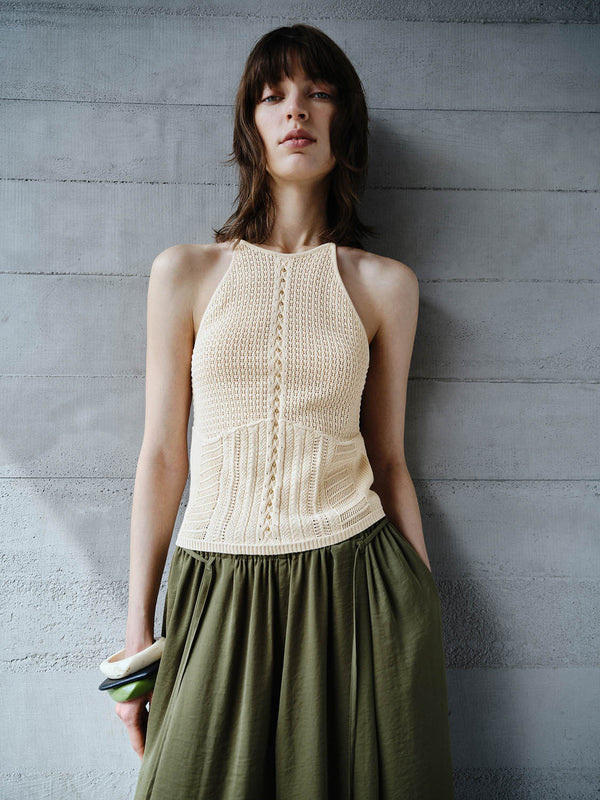 Lace Knitted Sleeveless T-Shirts