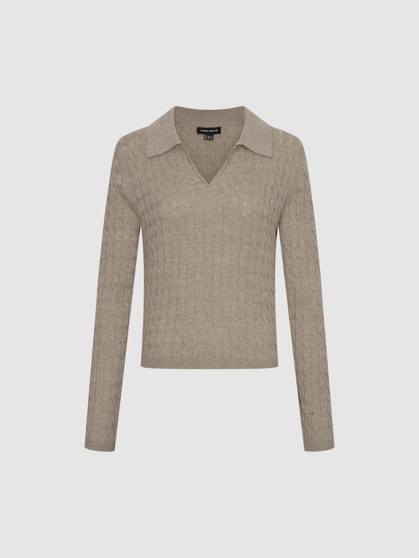 Collared Long Sleeve Knitted T-Shirts