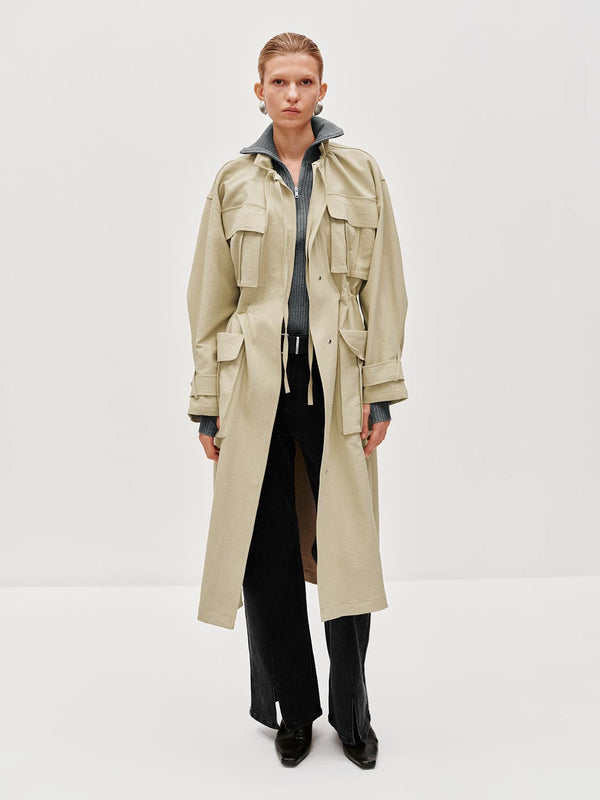 Oversize Flap Pockets Trench Coats