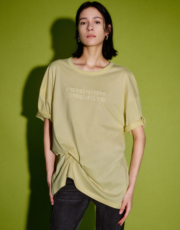 Letter Printed Crew Neck Loose T-Shirt