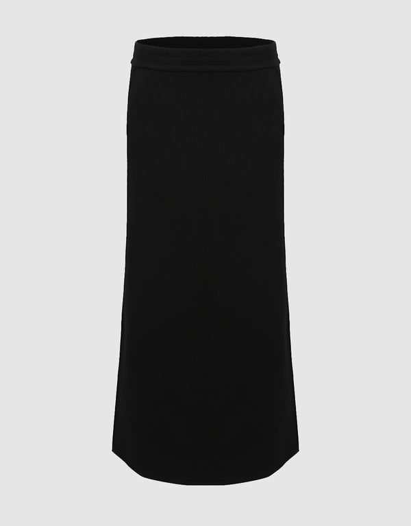 Elastic Waist Midi Straight Skirt