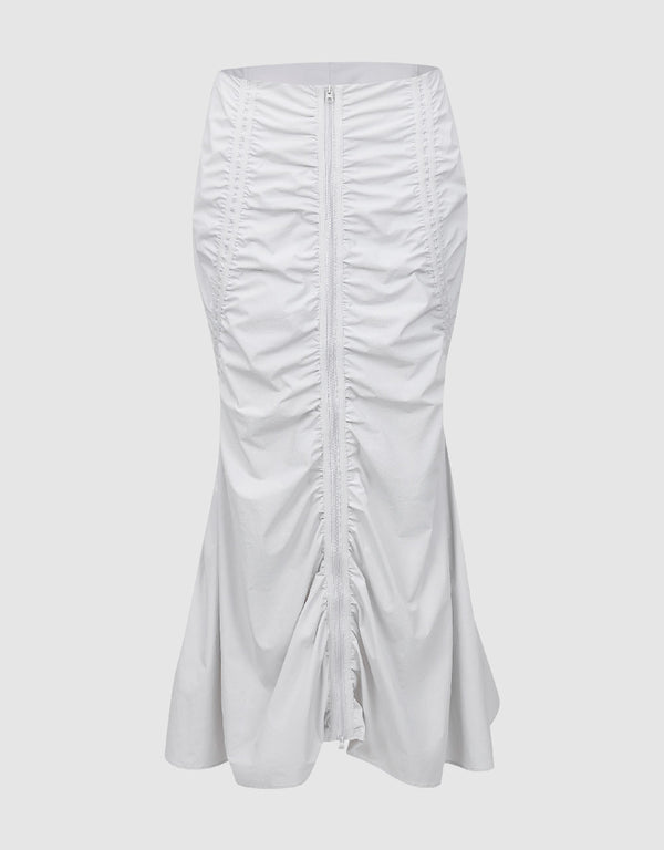 Ruched Midi Fishtail Skirt
