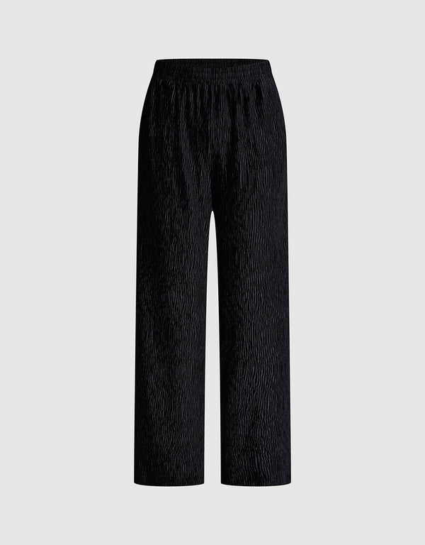 Elastic Waist Wide-Leg Pants