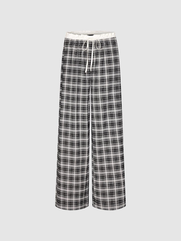 Plaid Wide-Leg Pants