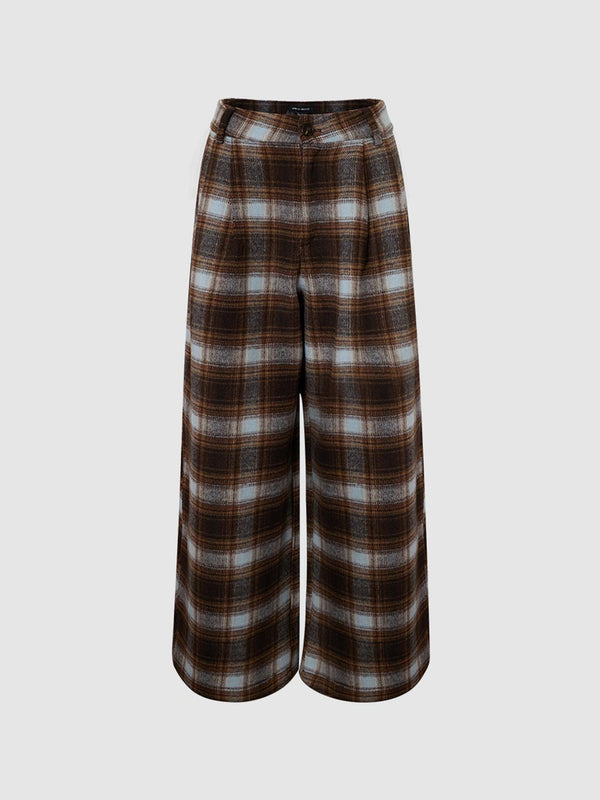 Plaid Wide-Leg Pants