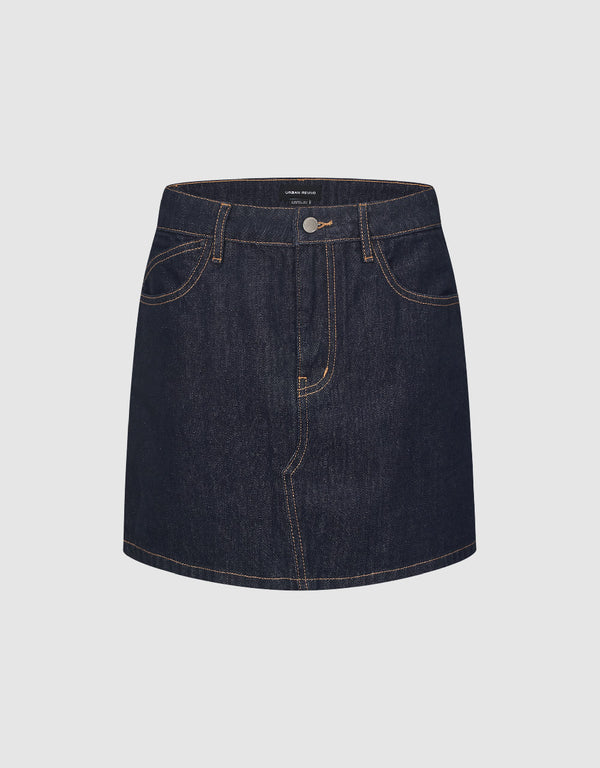 Mini A-Line Denim Skirt