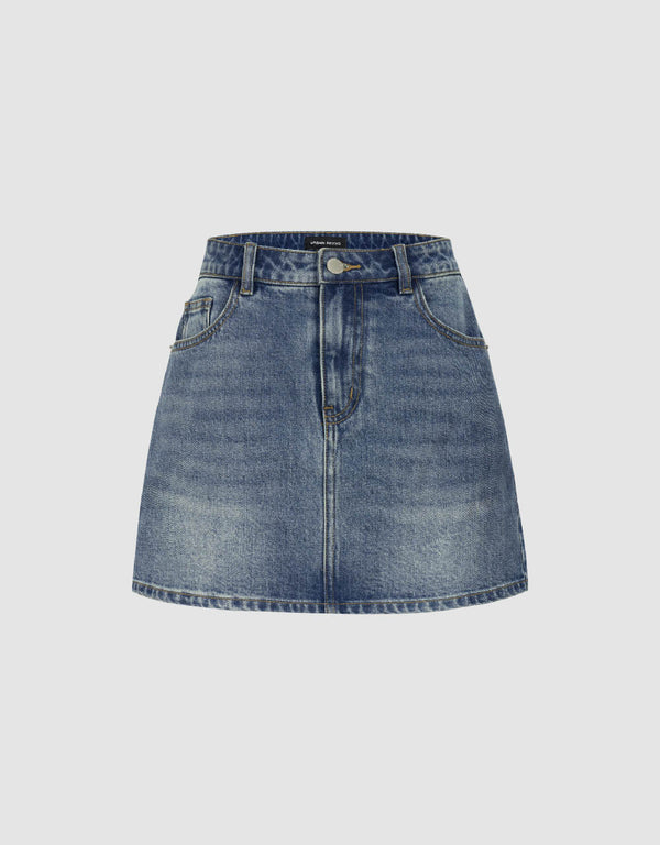 Mini A-Line Denim Skirt