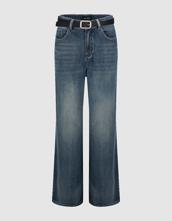 Wide-Leg Jeans With Belt