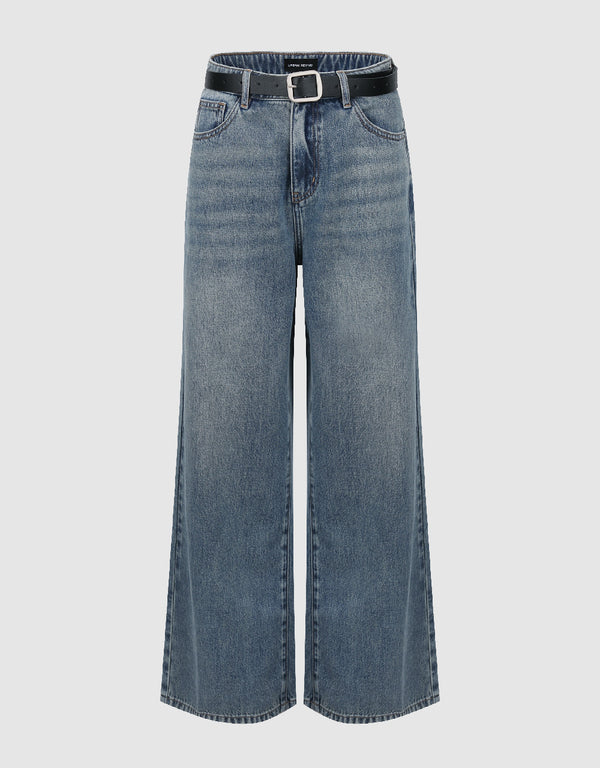 Wide-Leg Jeans With Belt