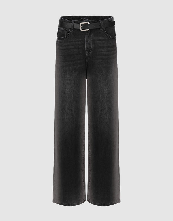 Wide-Leg Jeans With Belt