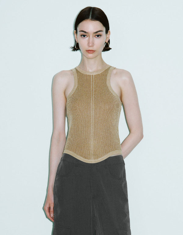 Crew Neck Knitted Tank Top