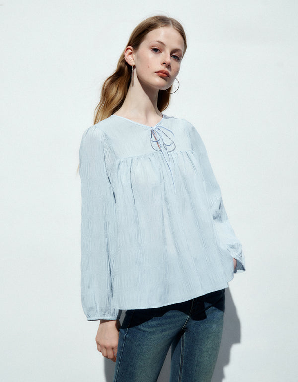 Textured Crew Neck Overhead Shirt