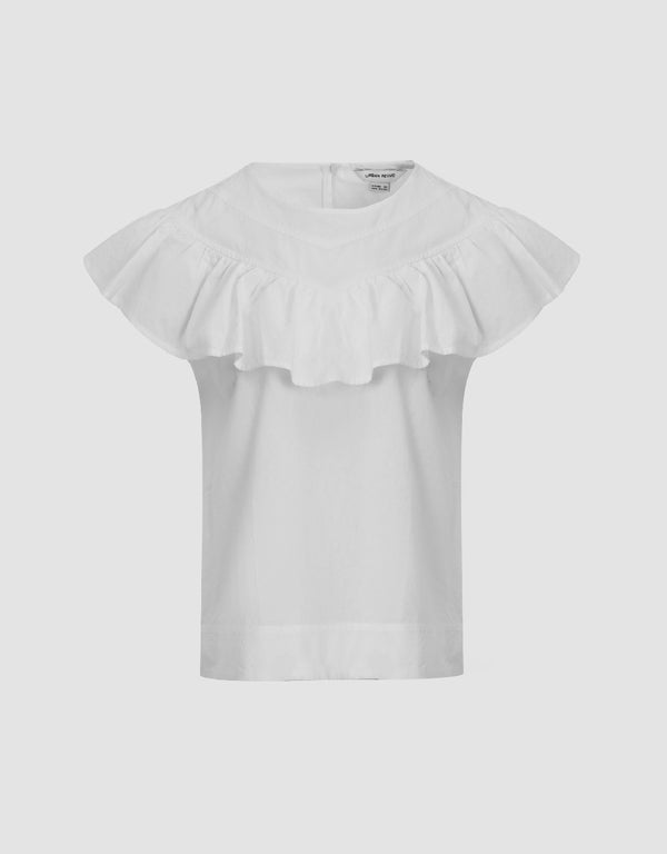 Ruffle Sleeveless Crew Neck Overhead Shirt