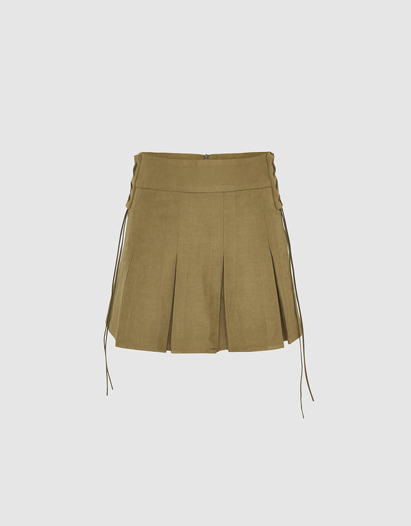 Pleated Mini A-Line Skirt