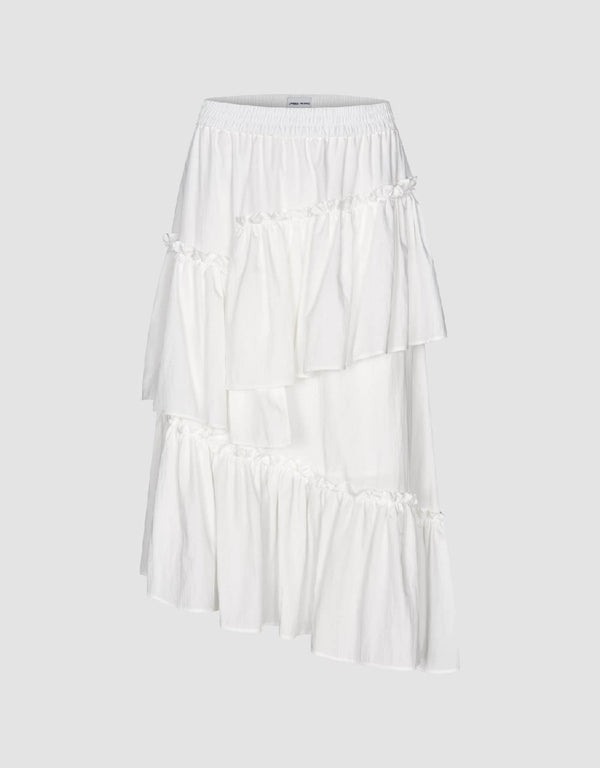 Elastic Waist Midi A-Line Skirt
