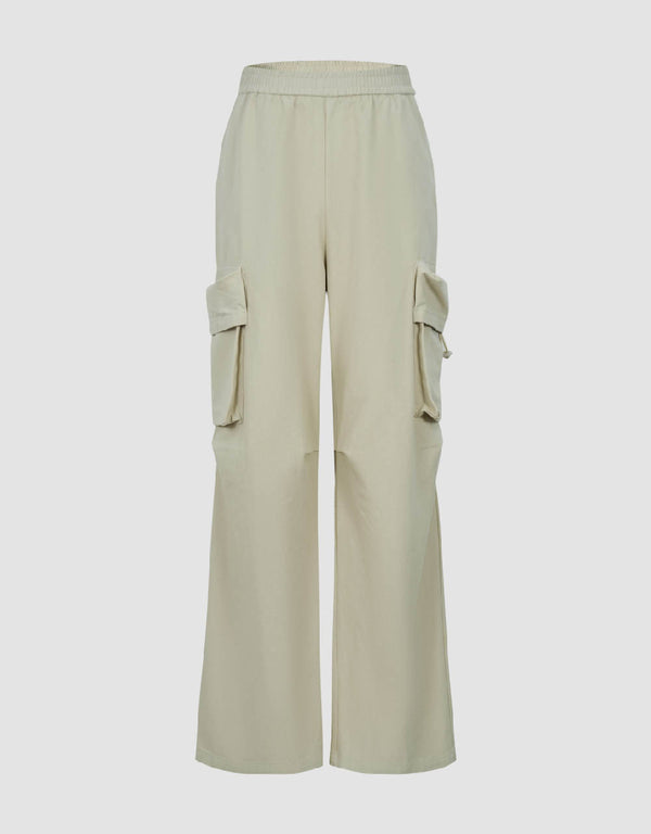 Elastic Waist Wide-Leg Pants