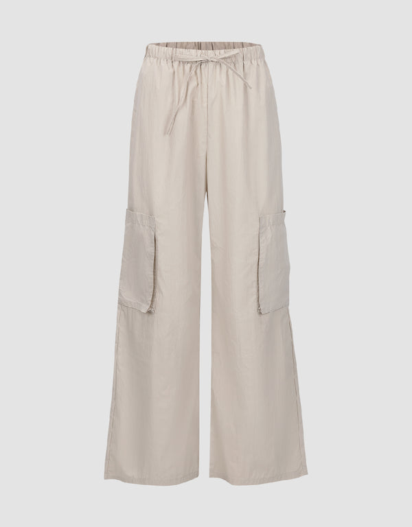 Drawstring Waist Wide-Leg Pants