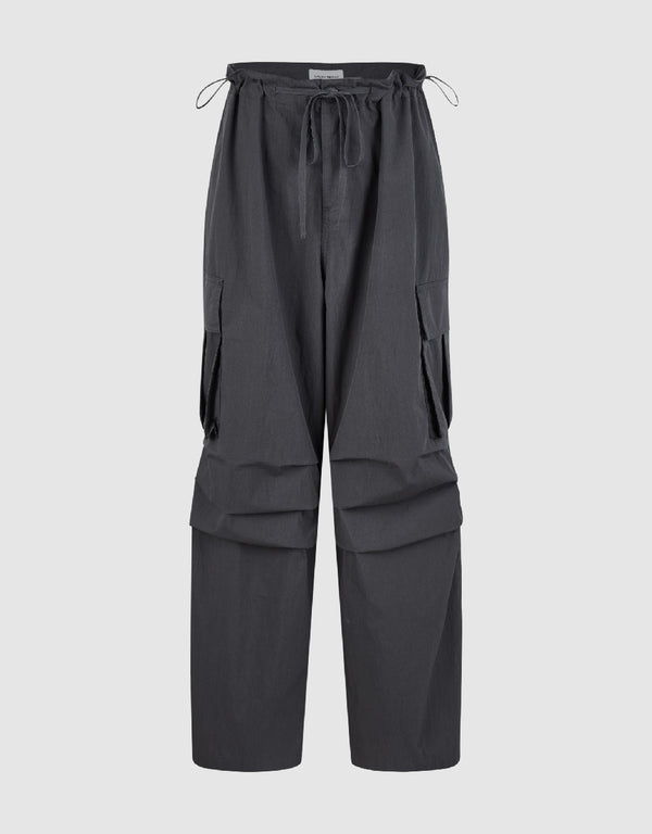 Drawstring Waist Wide-Leg Pants