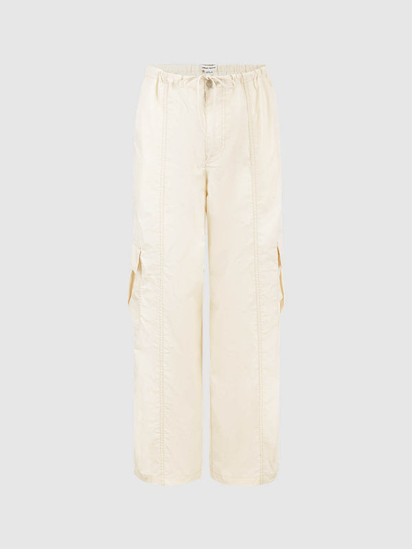 Drawstring Waist Straight Pants