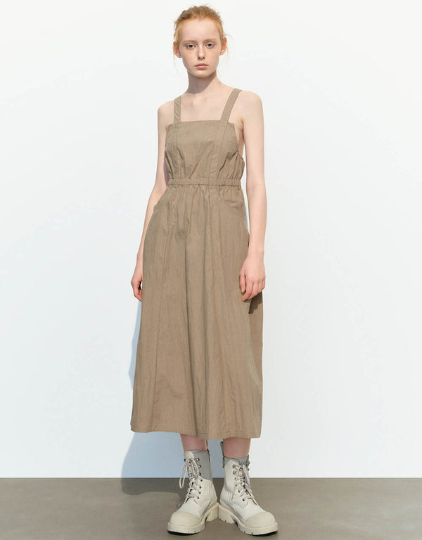 Sleeveless Square-cut Collar A-Line Dress