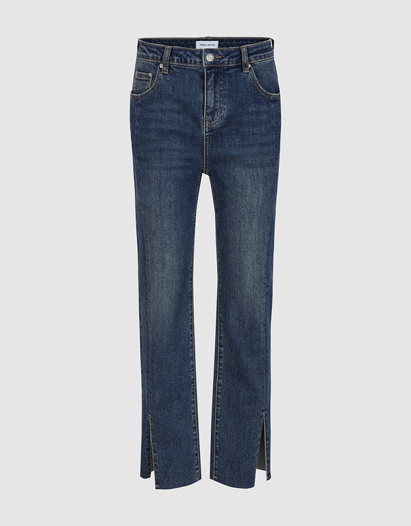 Split Hem Skinny Straight Jeans