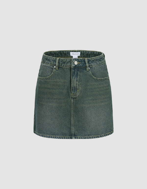 Mini A-Line Denim Skirt