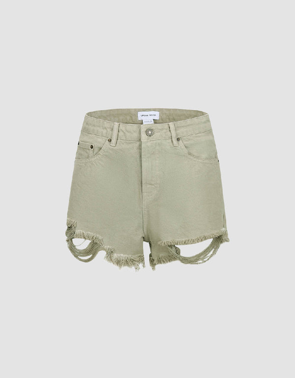 Raw Hem Denim Shorts