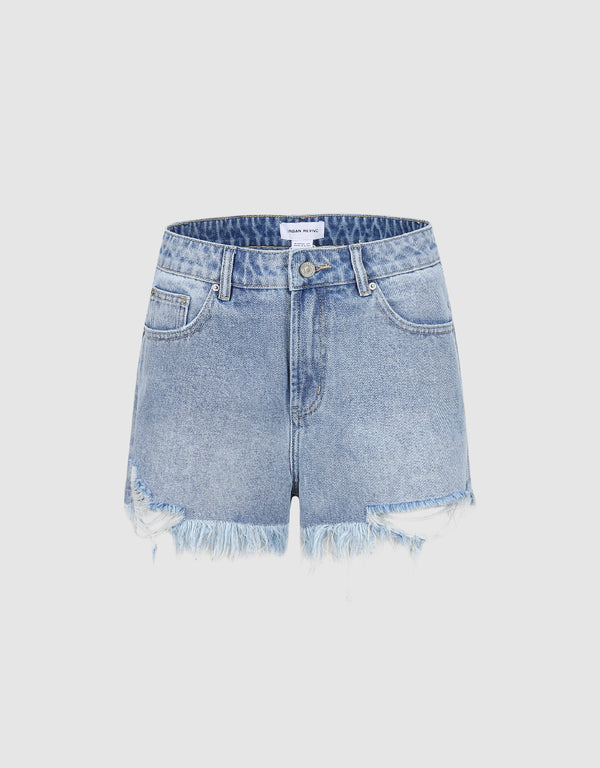 Raw Hem Denim Shorts