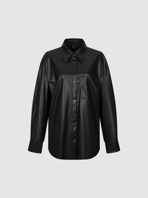 Loose Vegan Leather Shirt