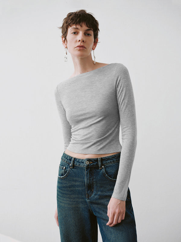 Boat Neck Skinny T-Shirt