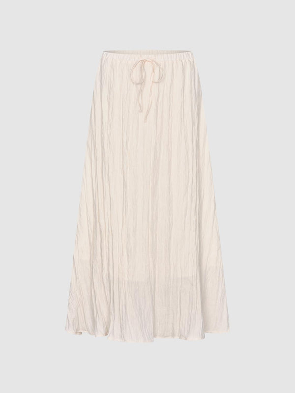Drawstring Textured Midi Skirts