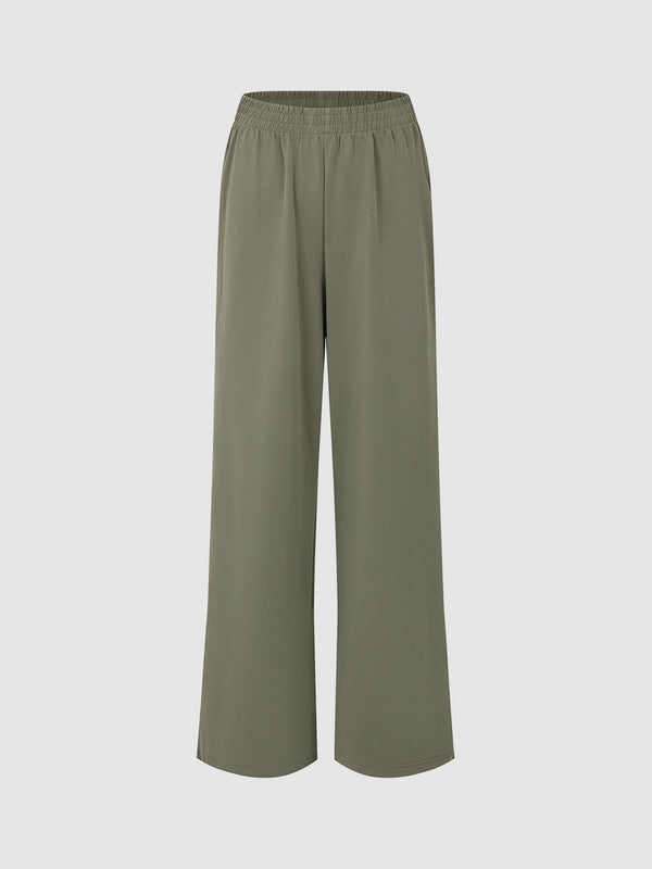 Elastic Waist Wide-Leg Pants