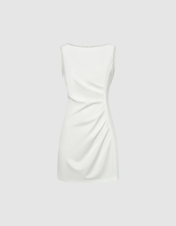 Ruched Sleeveless A-Line Dress