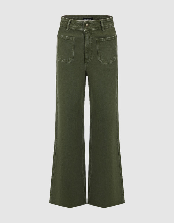 Front Pocket Wide-Leg Jeans