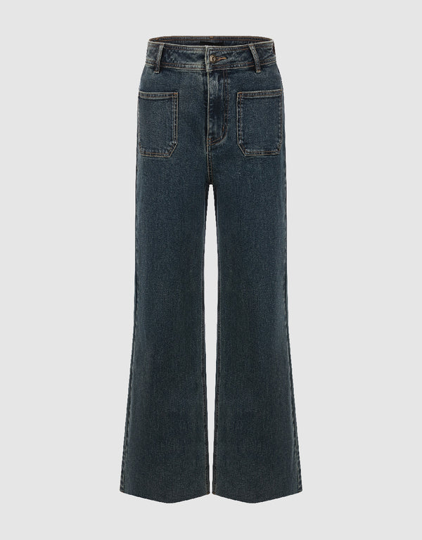 Front Pocket Wide-Leg Jeans